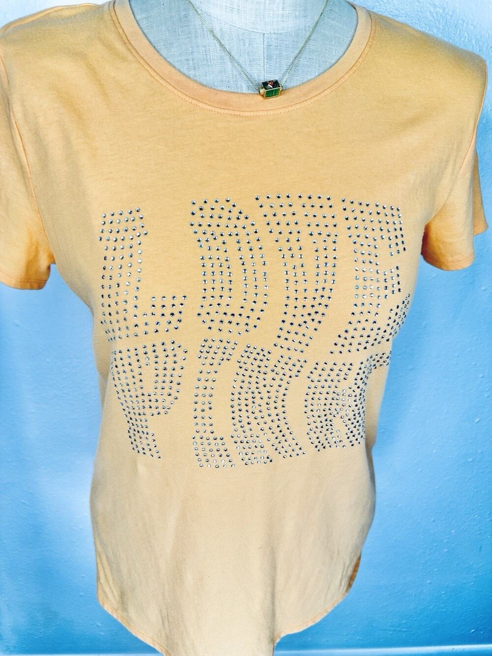 Victorias Secret Love Pink Bling Light Orange Campus Short Sleeve Medium Y2K